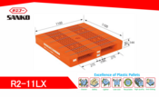 SANKO Plastic Pallet Model R2-11LX｜Heavy-Duty Reversible Pallet for Export Logistics for Rental